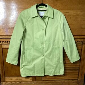 Worthington Lightweight Spring Outdoors Trench Rain Jacket Light Green